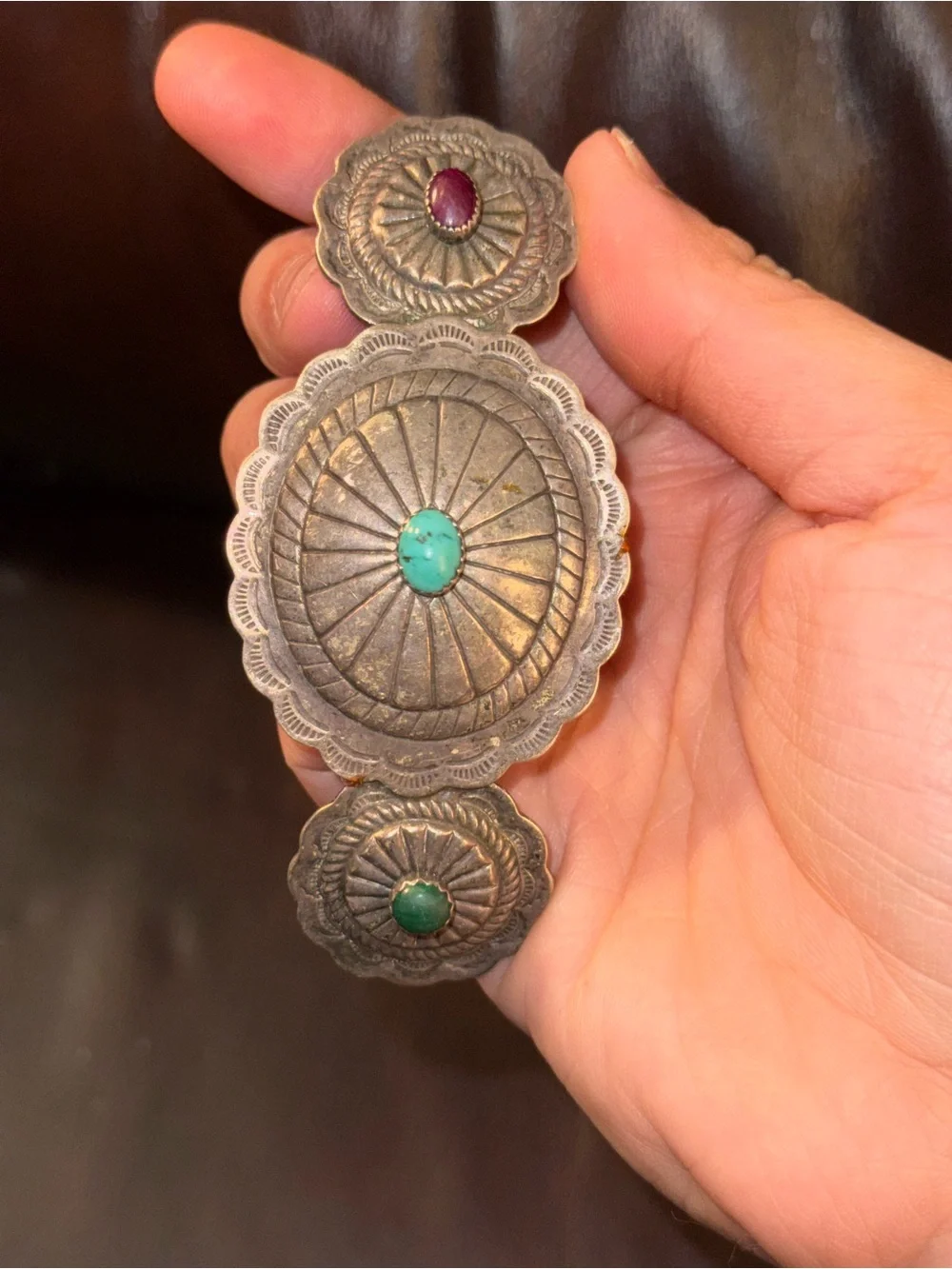 Vintage Made in France Southwestern Concho Hair Barrette Boho Western